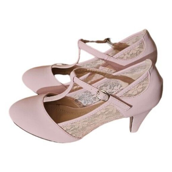 Elegant Pink Lace Women Shoes - Picture 5 of 8